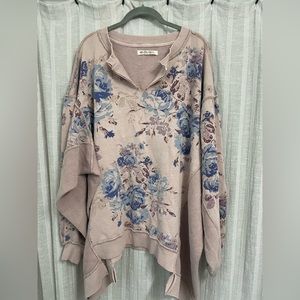 Free People “printed with the band pullover” size small